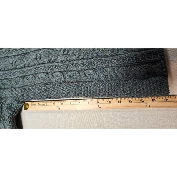 Blarney Wool Cable Knit Fisherman Sweater Cardigan Medium Full Zip Moss Green - Picture 9 of 16